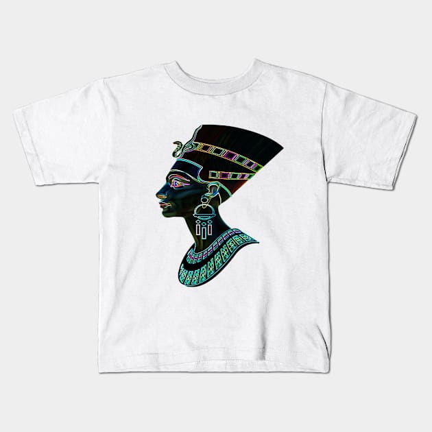 Nefertiti Glow edition Kids T-Shirt by momo1978